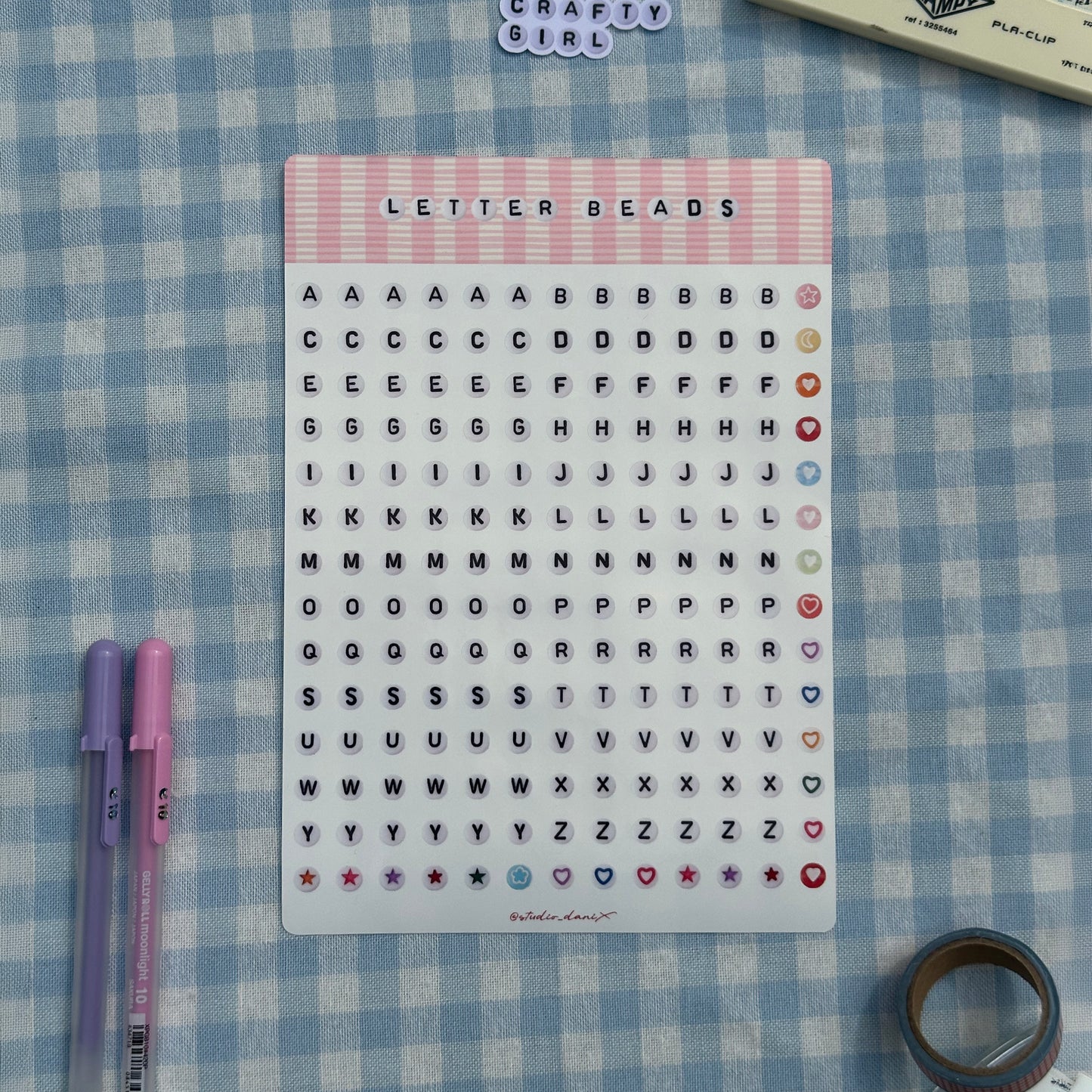 Letter Beads Stickervel - A5
