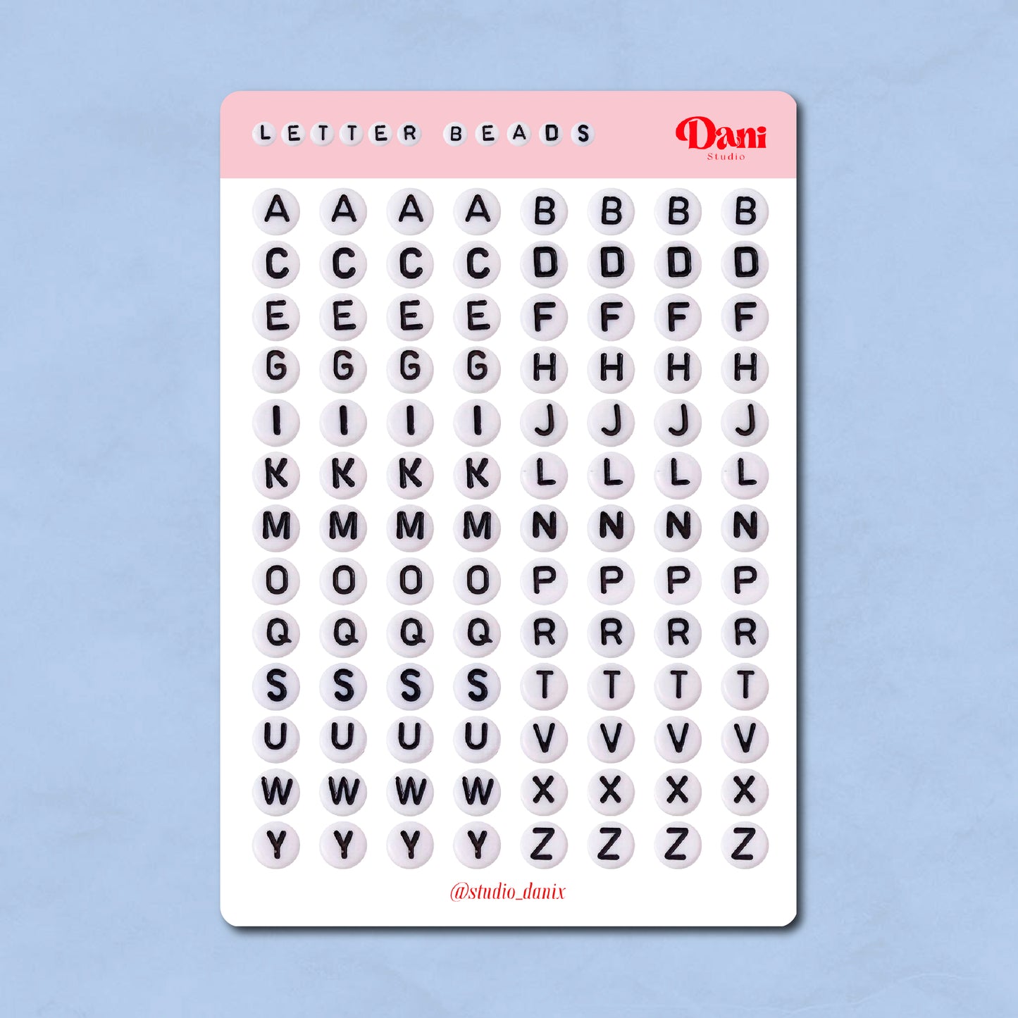 Letter Beads Stickervel - A6