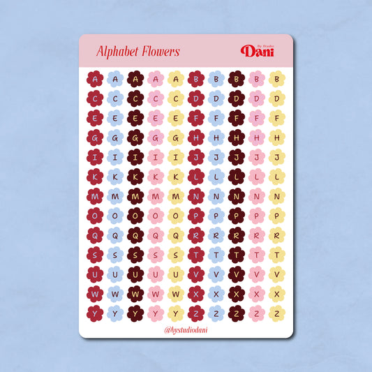 Alphabet Flowers Stickervel A5 – Bullet Journal Stickers