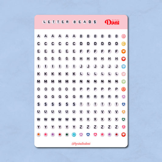 Letter Beads Stickervel A5 – Bullet Journal Stickers