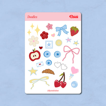 Doodles Stickervel A6 – Journaling Stickers