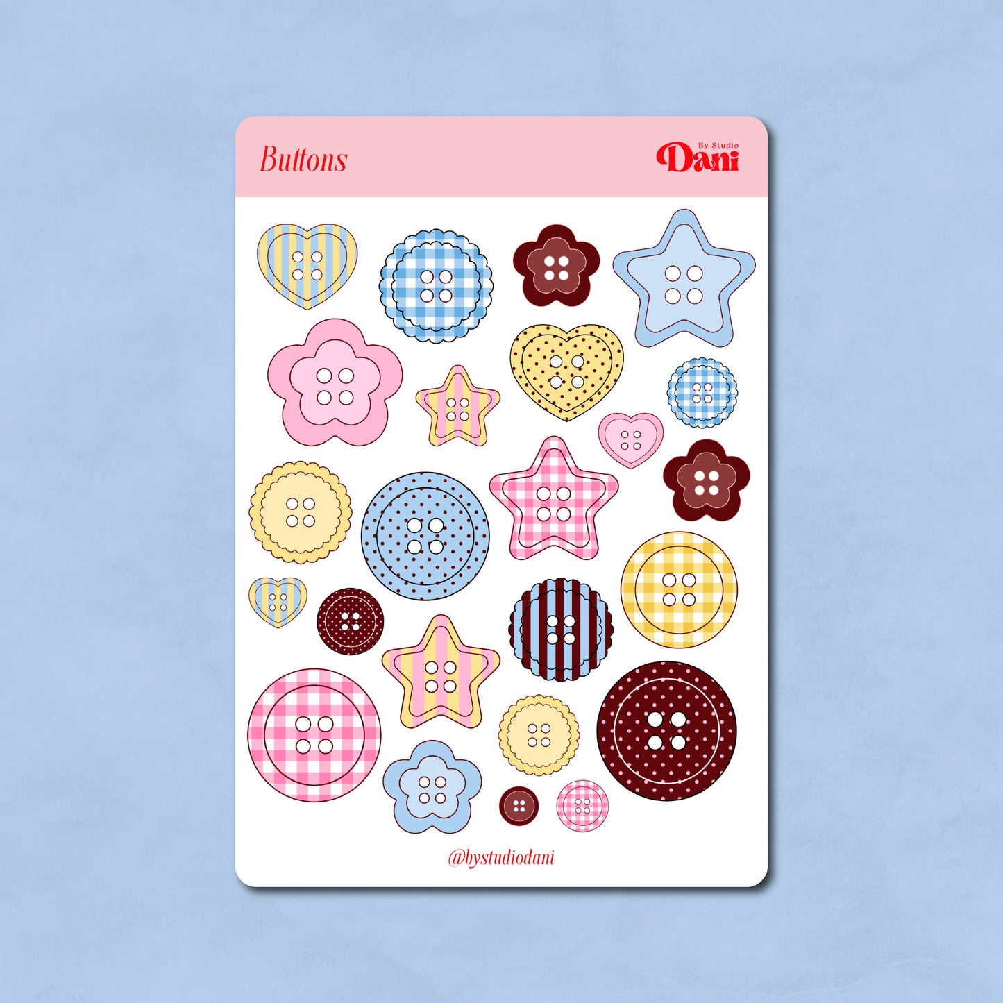 Buttons Stickervel A6 – Decoratie Stickers