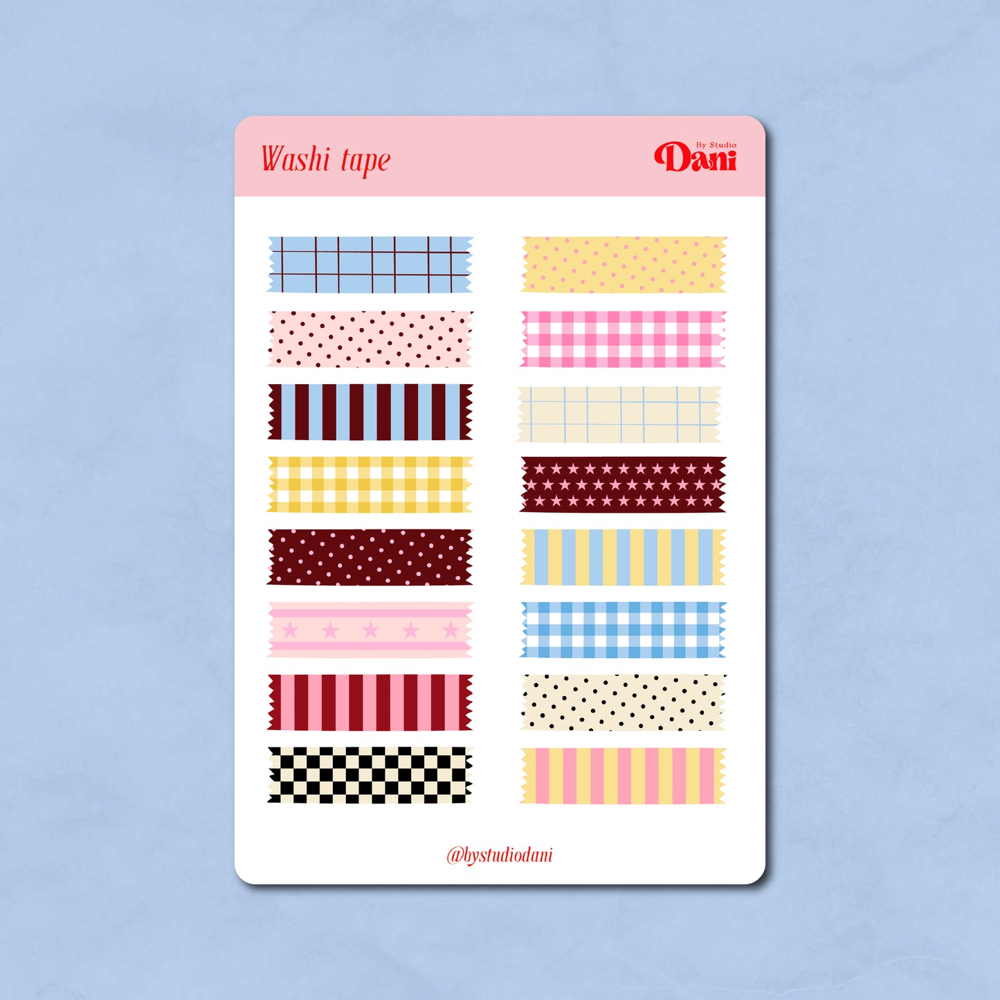 Washi Tape Stickervel A6 – Planner Stickers