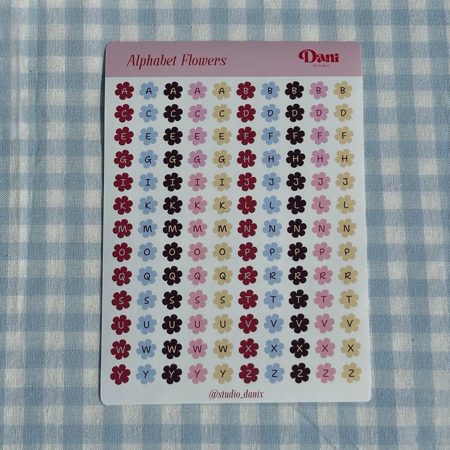 Alphabet Flowers Stickervel A5 – Bullet Journal Stickers
