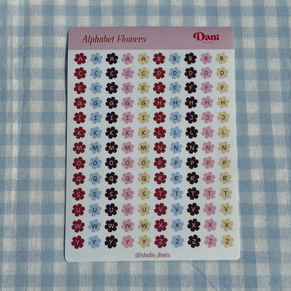 Alphabet Flowers Stickervel A5 – Bullet Journal Stickers