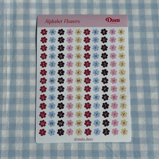 Alphabet Flowers Stickervel A5 – Bullet Journal Stickers