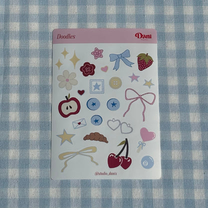Doodles Stickervel A6 – Journaling Stickers