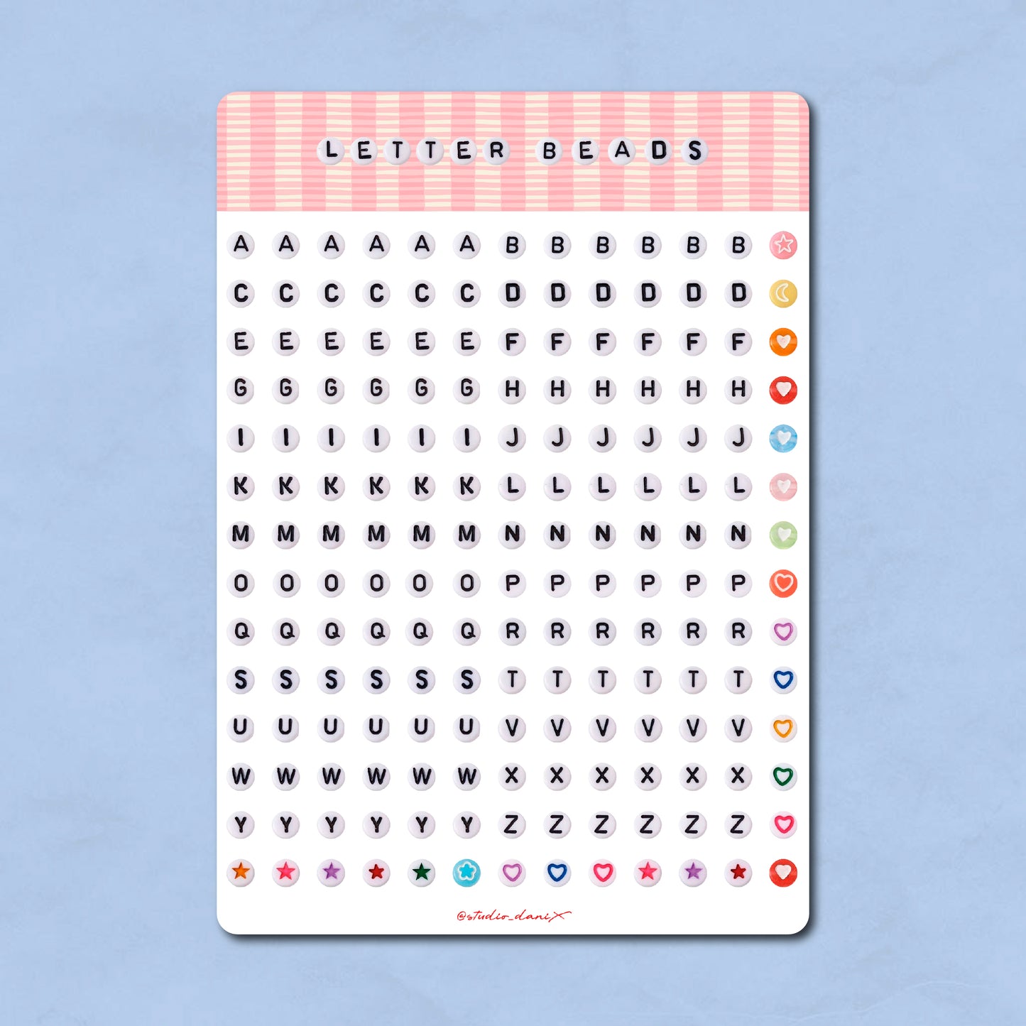 Letter Beads Stickervel - A5