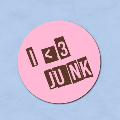 Sticker I Love Junk 2 – Handgemaakte Die Cut Sticker