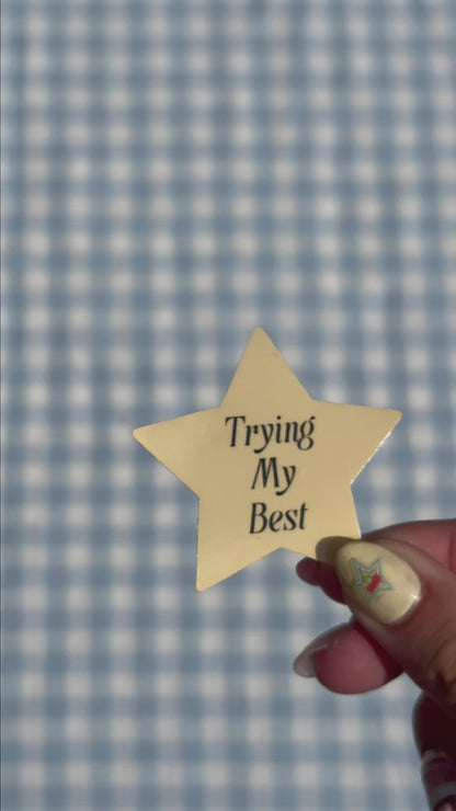 Sticker Trying My Best – Handgemaakte Die Cut Sticker